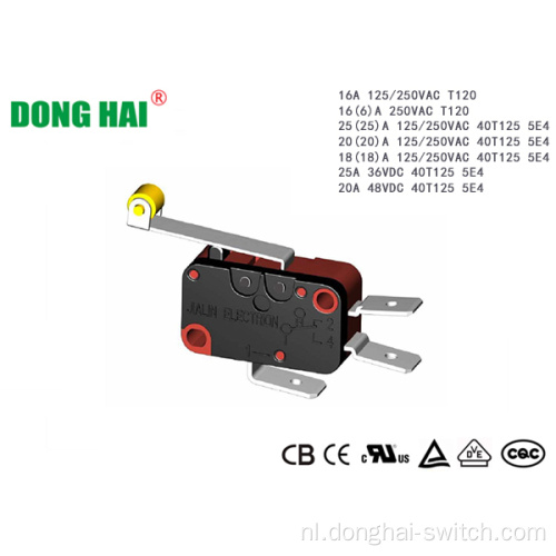 Micro Switch Lange metalen scharnier Roller Lever Arm